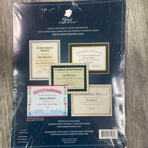 Certificate Paper Pack - Blue and Gold